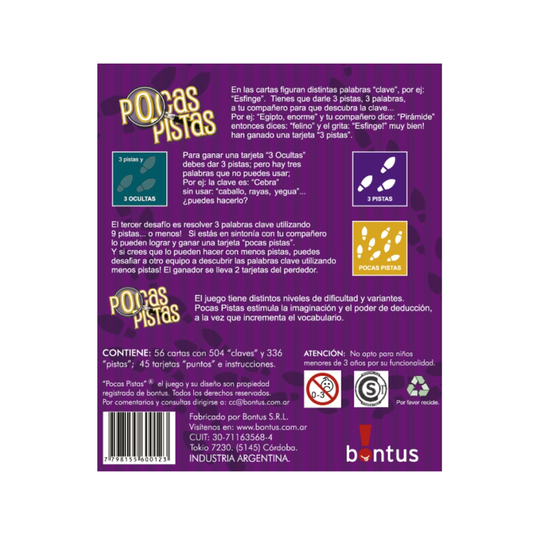 Juego De Cartas Pocas Pistas Bontus