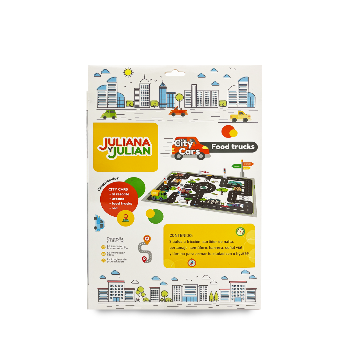 Juliana y Julian City Cars Food Trucks Con Lamina Para Jugar