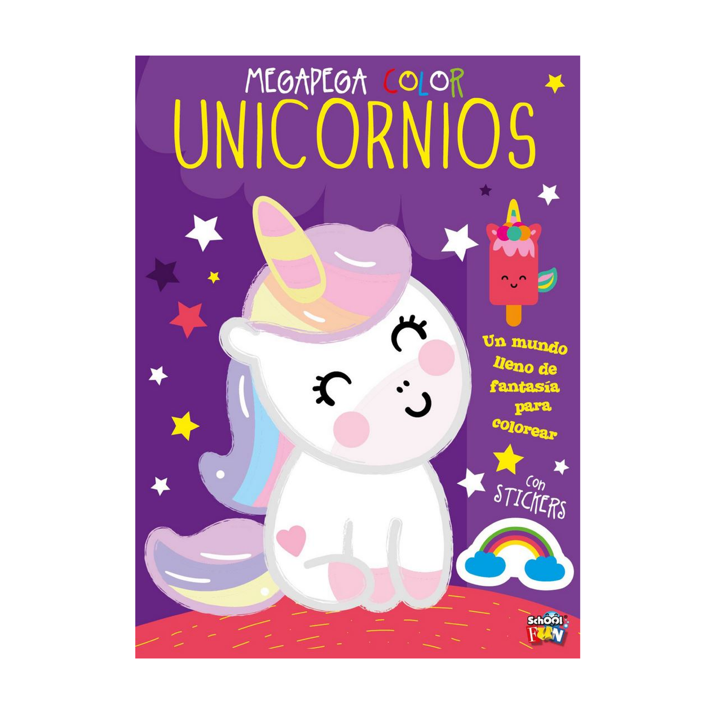Libro Mega Pega Color Unicornios Plow