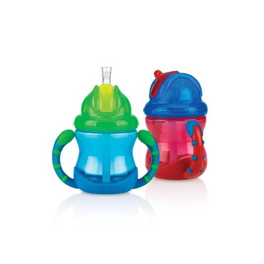 Vaso Con Manijas Y Sorbete Antiderrame 240 Ml. Nuby