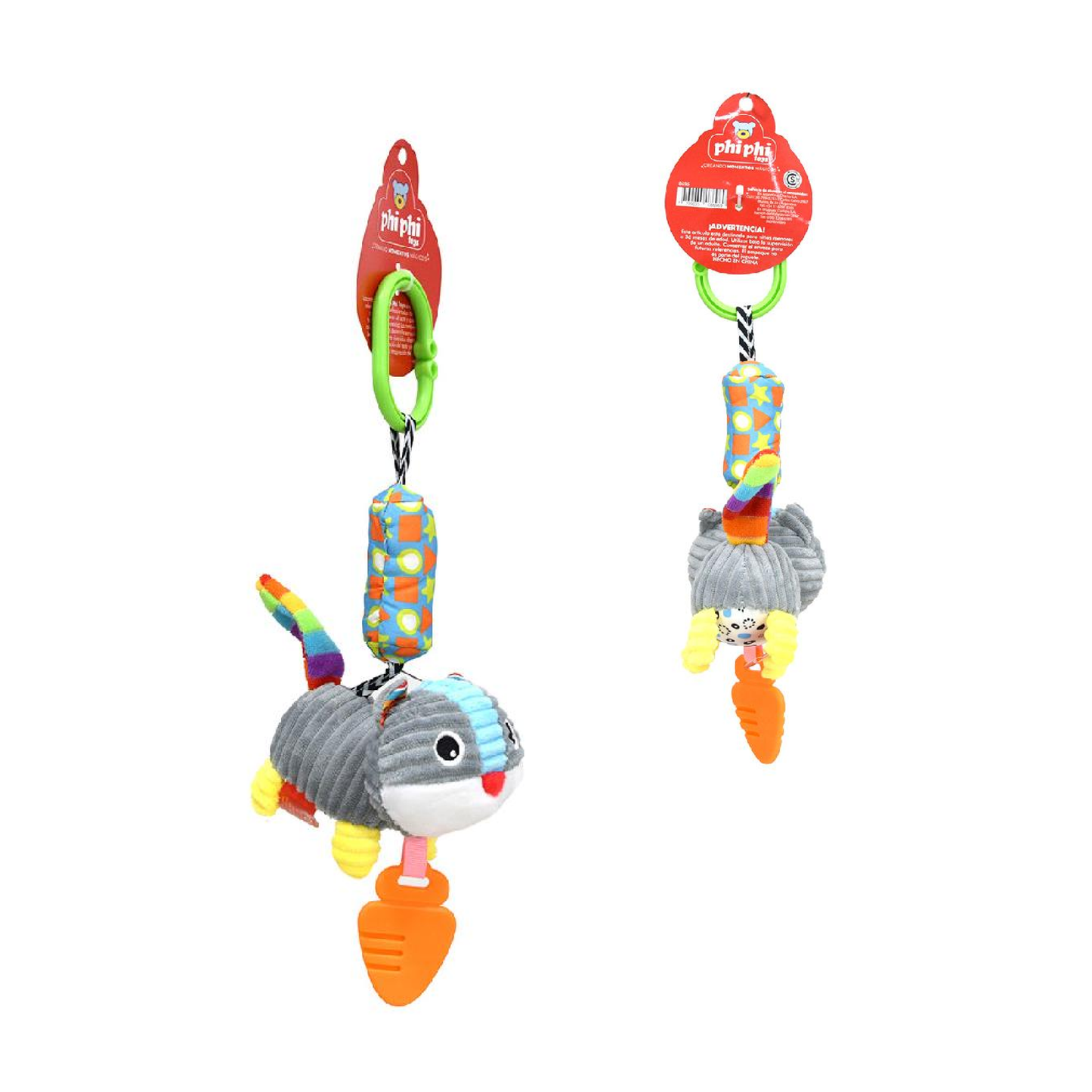 Peluche Zorrito Y Gatito Colgante Con Cascabel 30 Cm PhiPhiToys