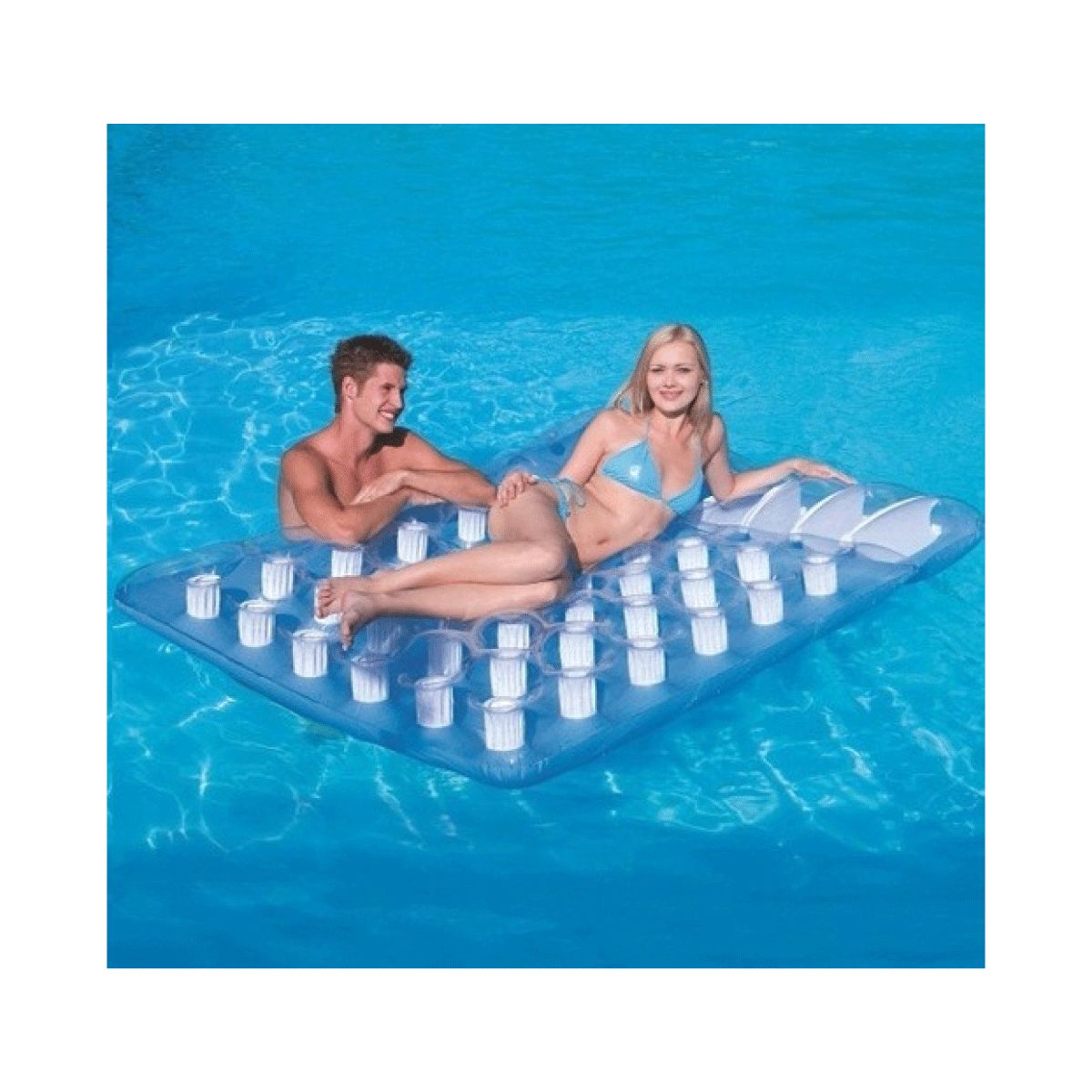Colchoneta Dos Plazas Inflable Vasos Almohada Bestway