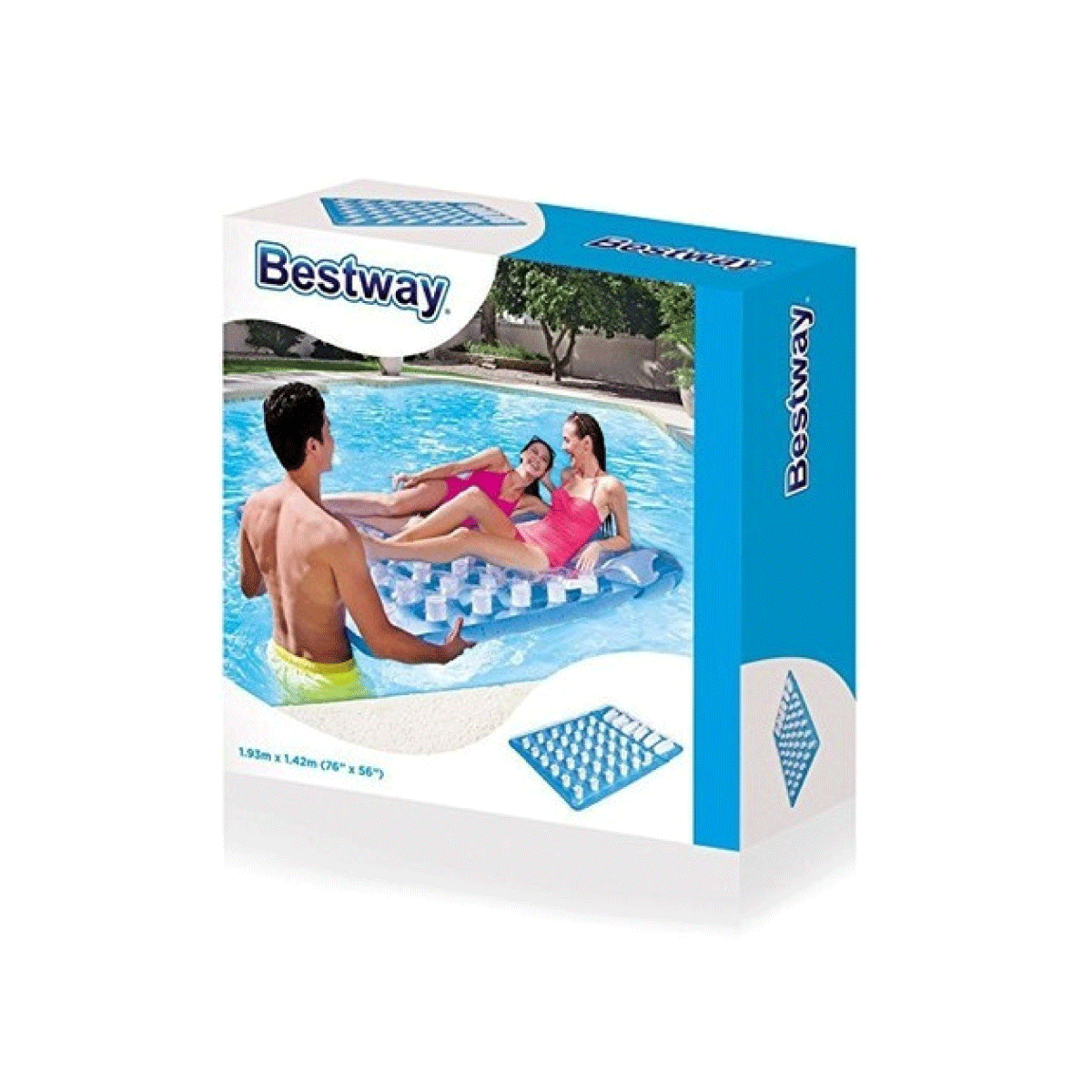 Colchoneta Dos Plazas Inflable Vasos Almohada Bestway