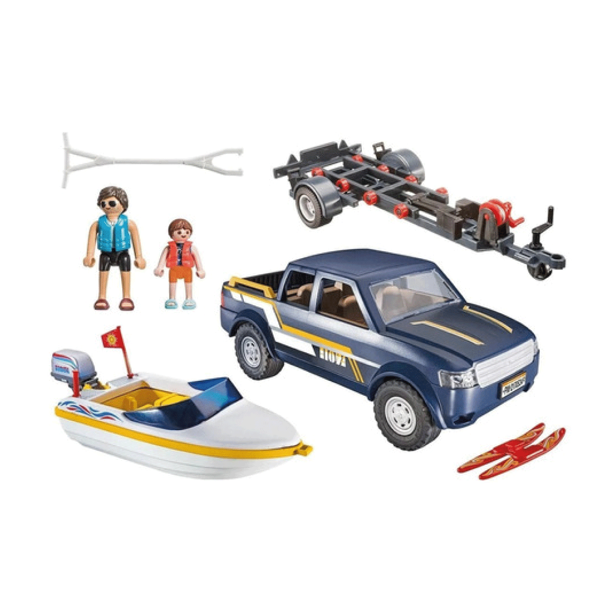 Camioneta Pick Up Playmobil con Lancha y Remolque