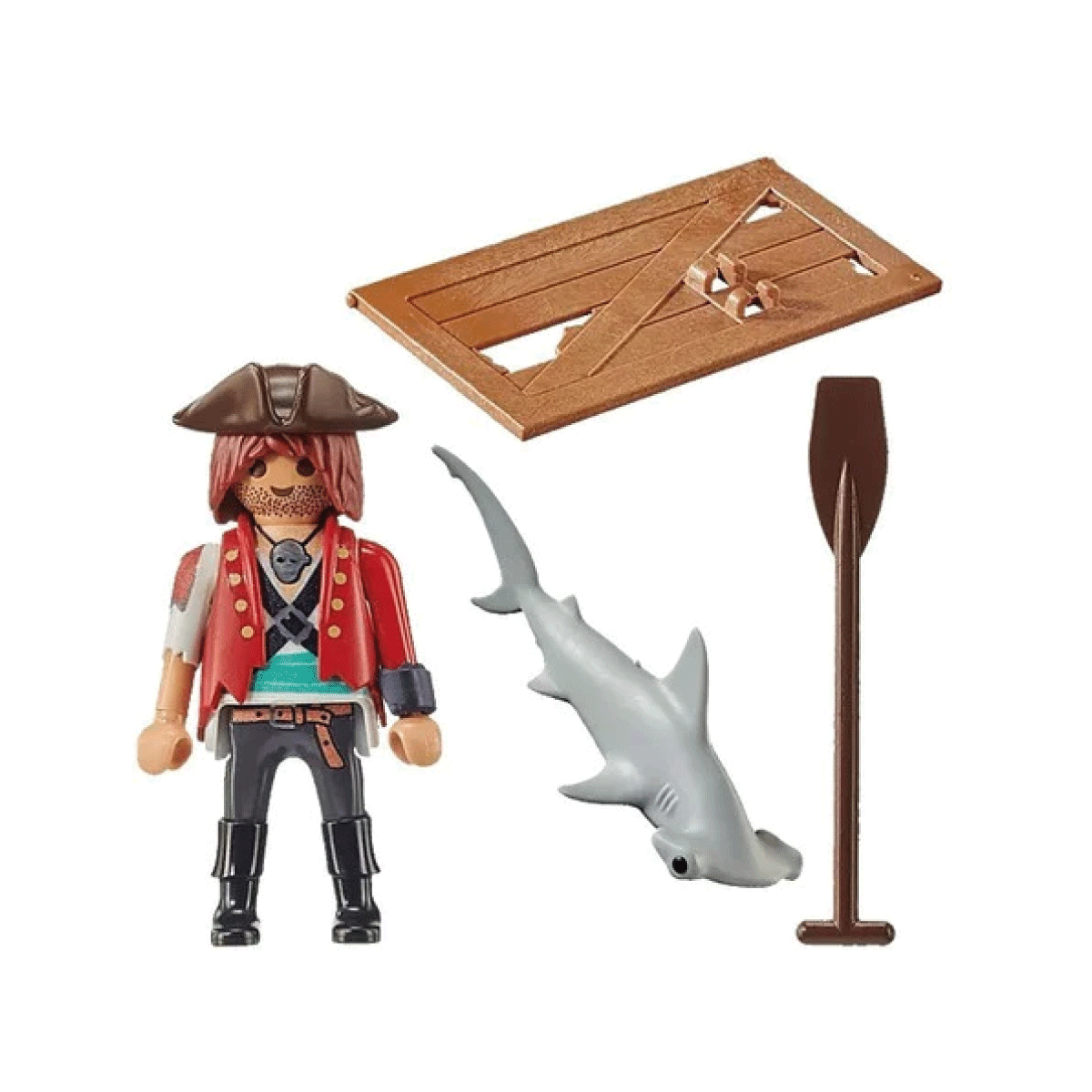 Pirata con Balsa Playmobil y Tiburon Martillo