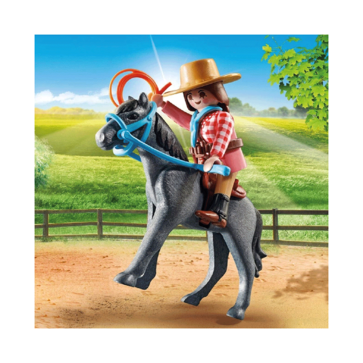 Jinete del Oeste Playmobil con Caballo