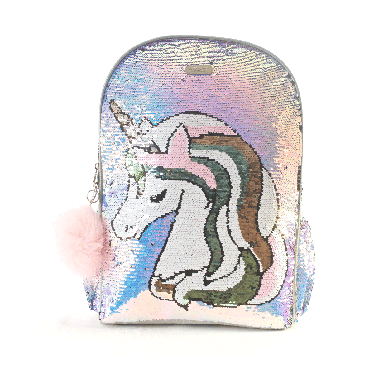 Mochila Kooshi Lentejuelas Unicornio Espalda 17"