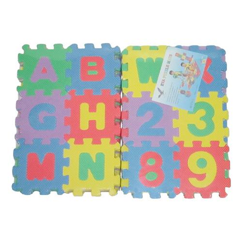 Piso De Goma Eva Encastrable 36pcs Números Y Letras