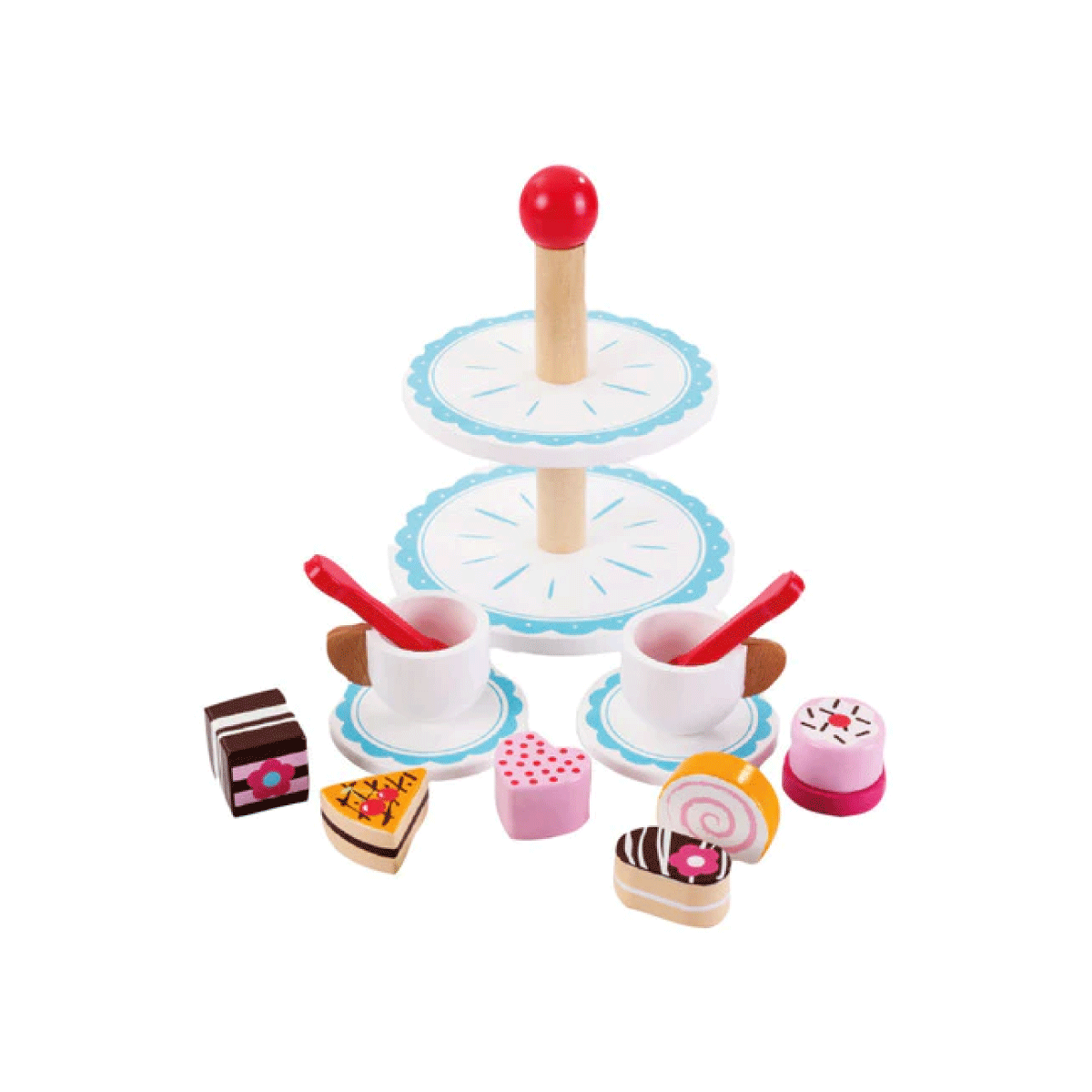 Juego De Te Y Stand De Postres Madera