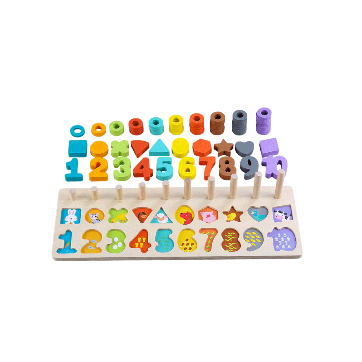Tablero De Números Encastre 3 En 1 Madera