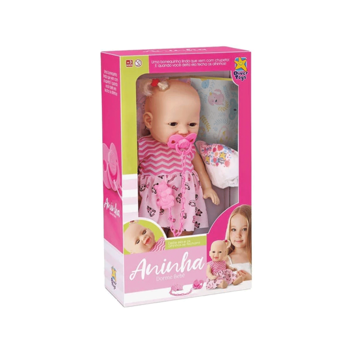 Muñeca Bebe Aninha Duerme Con Accesorios Divertoys