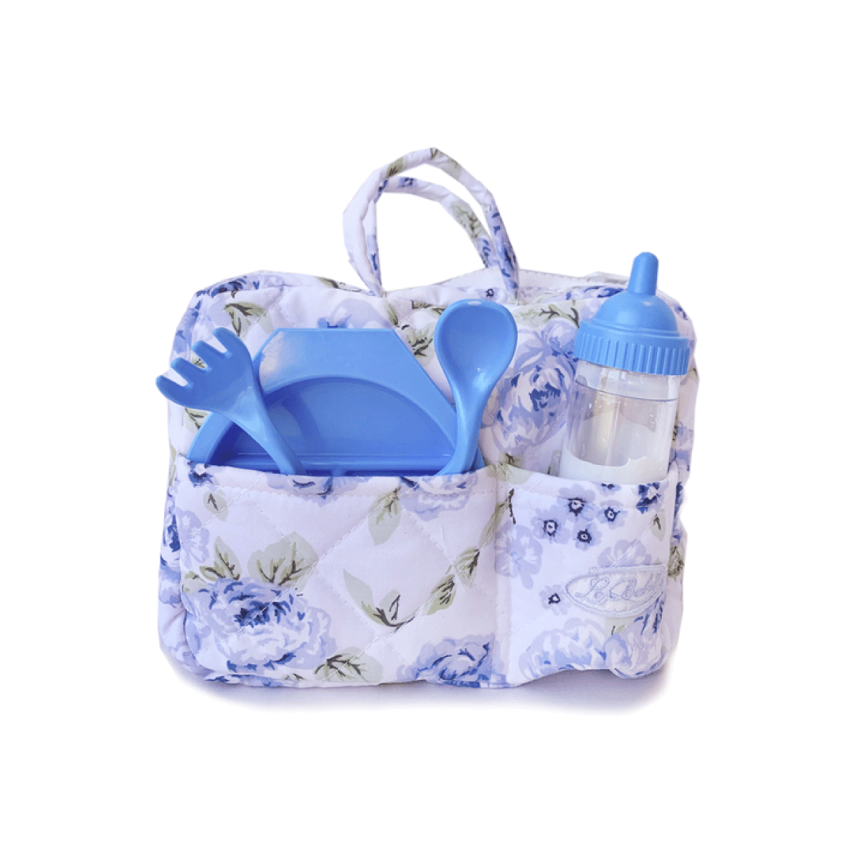 Bolsito de Paseo Con mamadera mágica, plato y cubiertos Lebebot