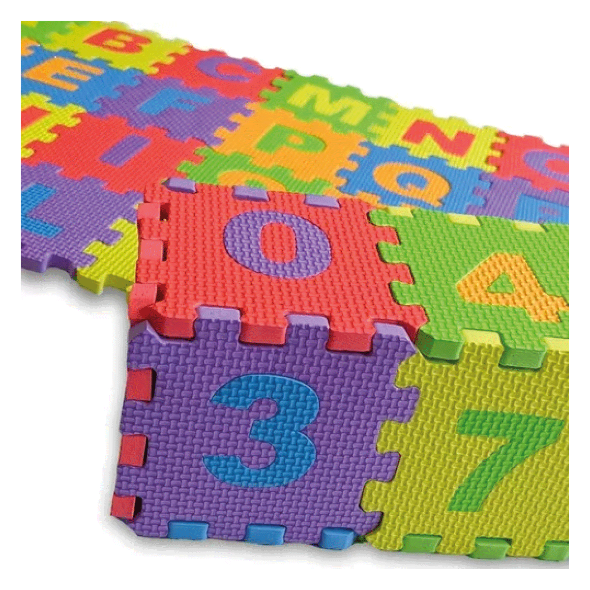 Piso De Goma Eva Encastrable 36pcs Números Y Letras