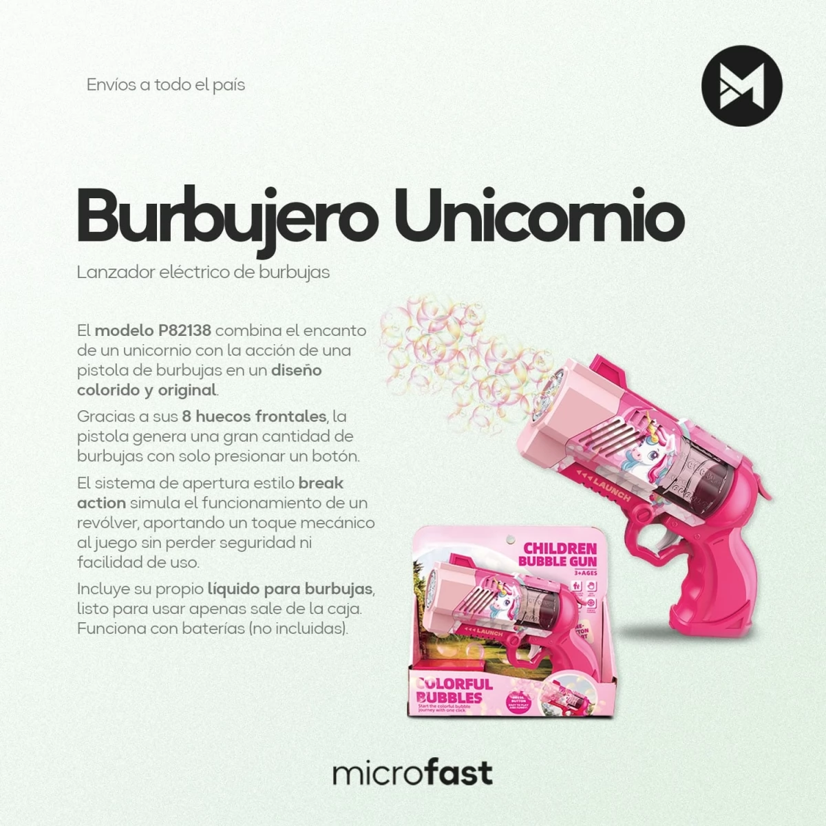 Revólver Unicornio de 8 Huecos de Burbuja