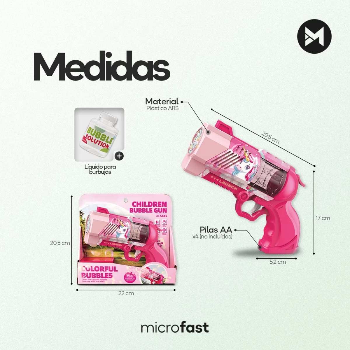 Revólver Unicornio de 8 Huecos de Burbuja