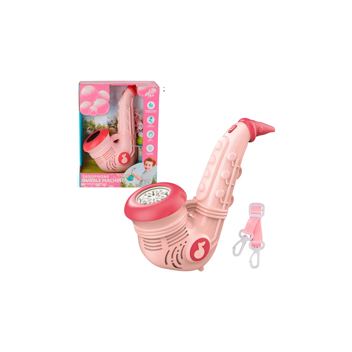 Saxofón con Correa de 10 Huecos de Burbuja Rosa