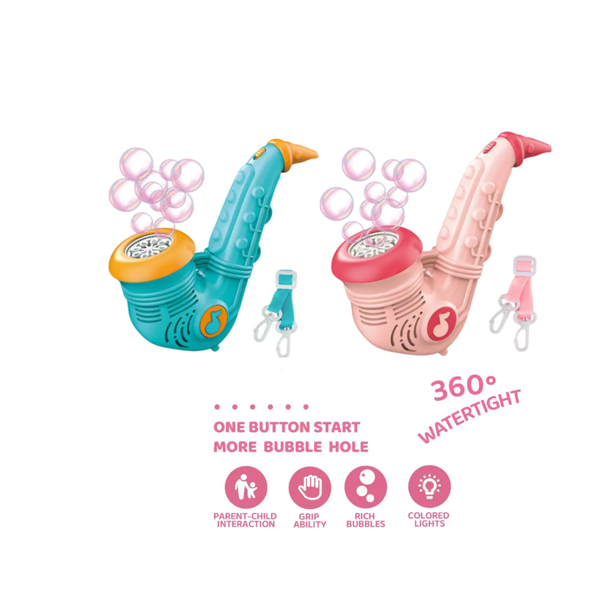 Saxofón con Correa de 10 Huecos de Burbuja Rosa