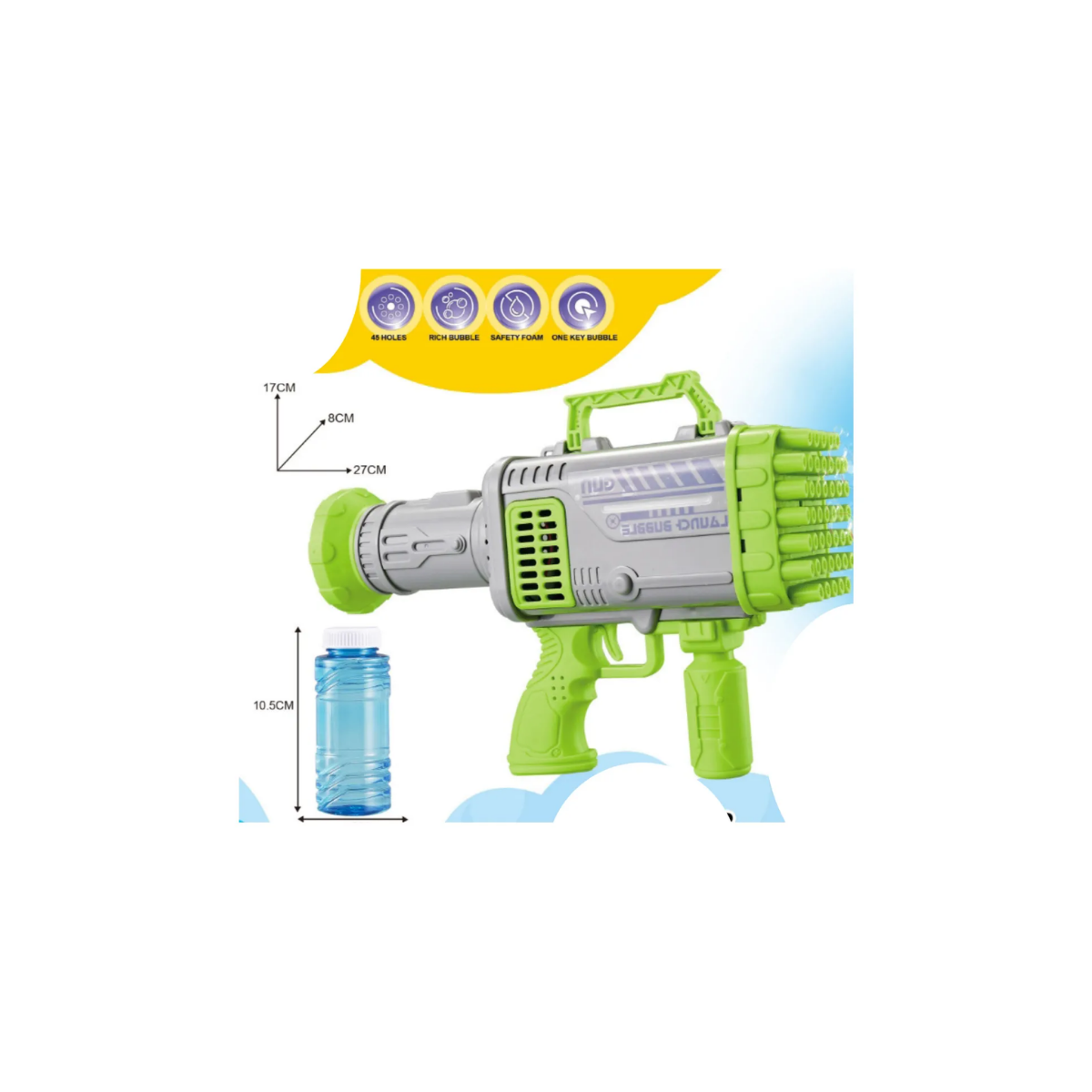 Bazooka de Burbujas con 45 Huecos Gris