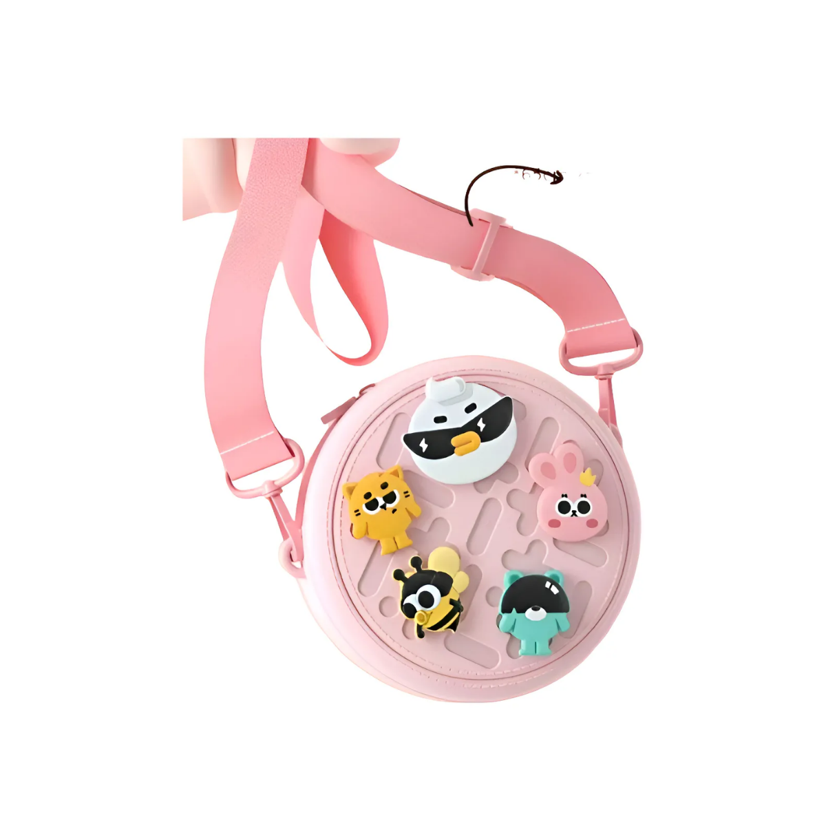 Bolso Redondo de EVA con Pines Rosa