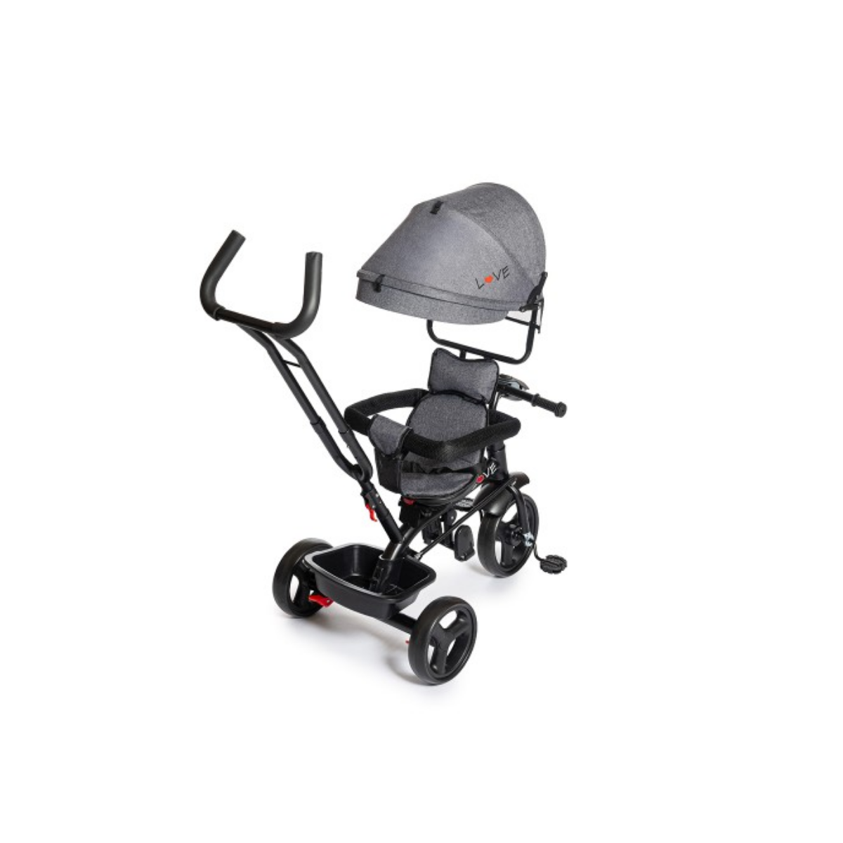 Triciclo Con Manija Direccional Giratoria 360° Gris