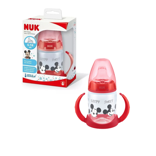 NUK Vaso Aprendizaje First Choice con Control de Temperatura - Disney Mickey Mouse Rojo (150 ml)