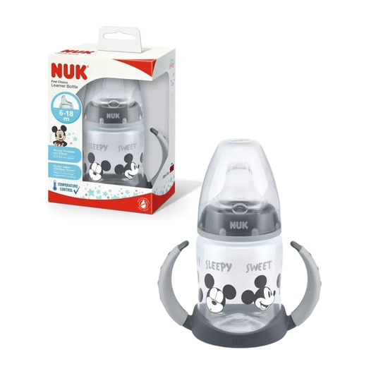 NUK Vaso Aprendizaje First Choice con Control de Temperatura - Disney Mickey Mouse Gris (150 ml)