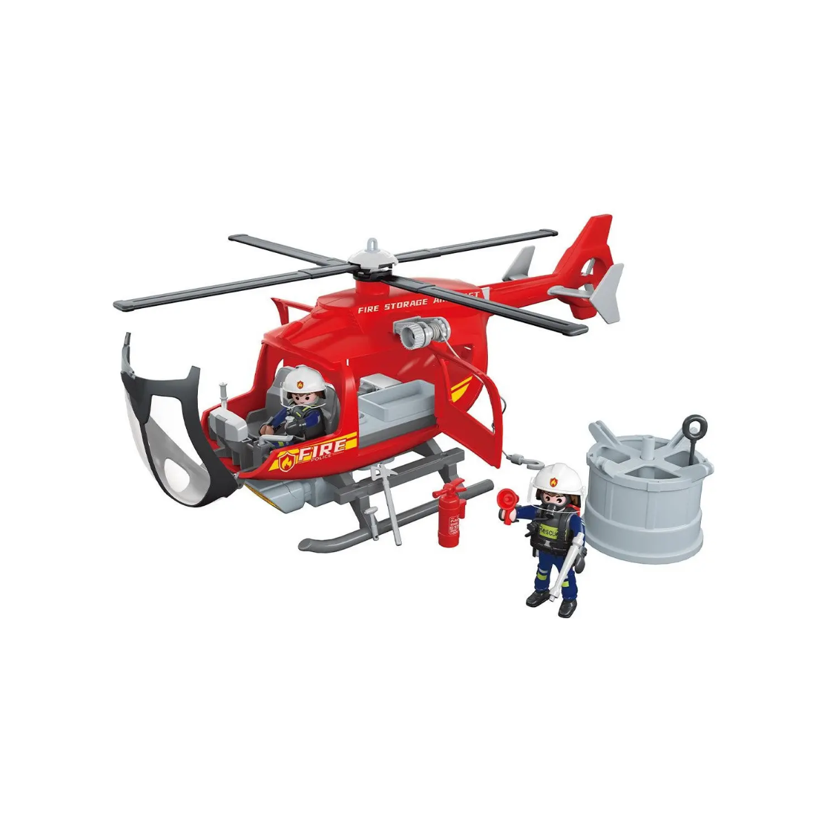 Muñeco Articulado Bombero con Helicóptero de Rescate - Power Planet