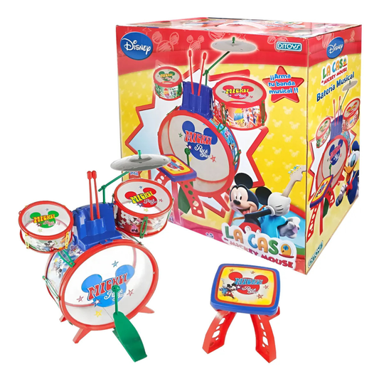 Batería Musical Grande Mickey Mouse con Banquito
