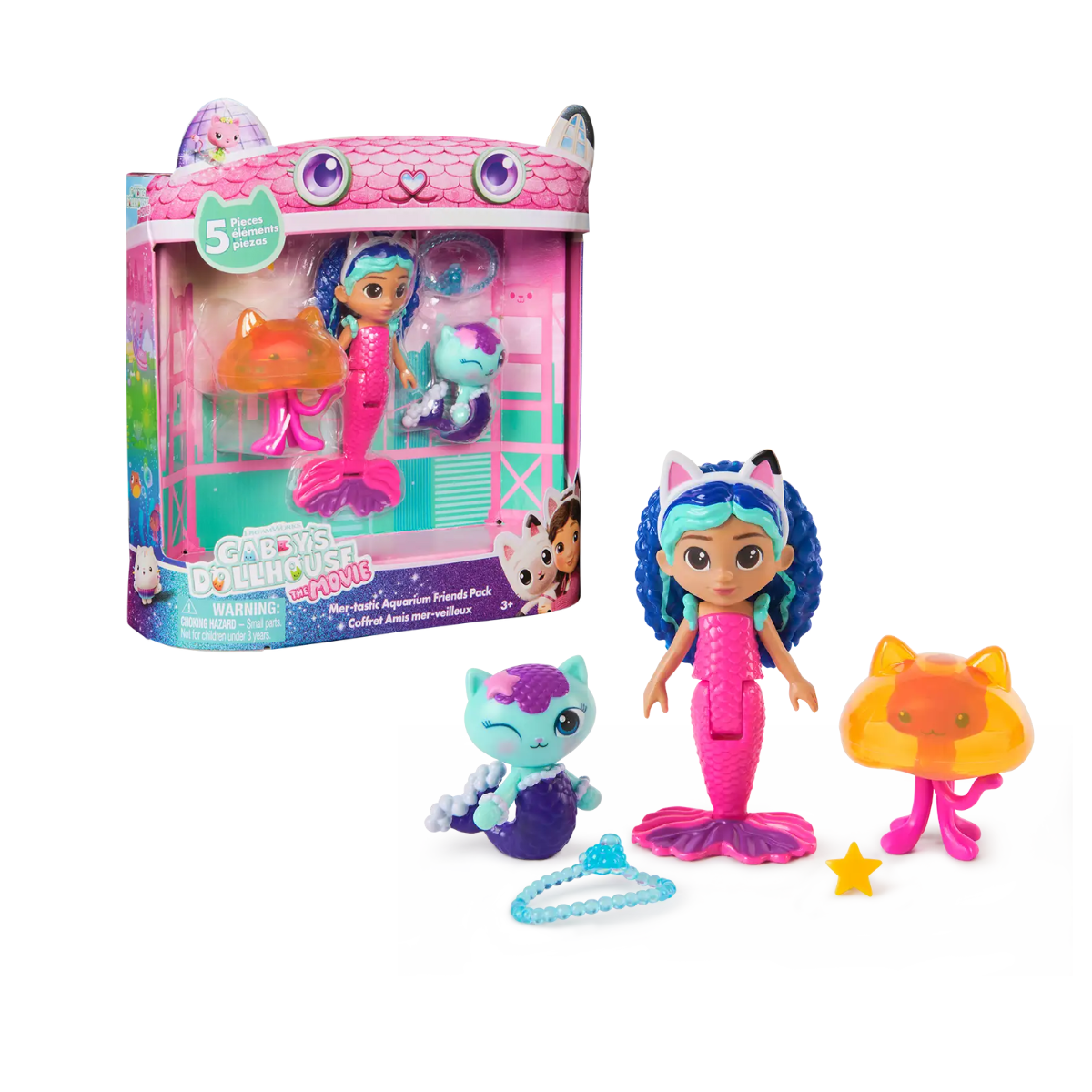 Gabby’s Dollhouse Mercatastic Aquarium Friends Pack - Set de 3 Personajes + Playset