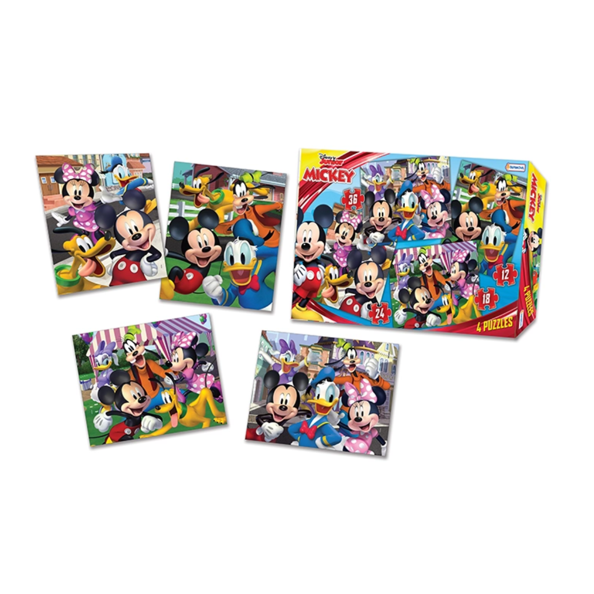 4 Rompecabezas de 12, 18, 24 y 36 piezas Mickey Mouse – Tapimovil