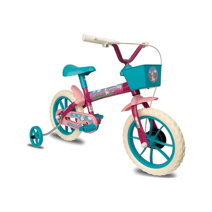 Bicicleta Infantil Violeta y Verde de Montaña Rodado 12 con Rueditas