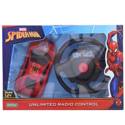 Auto Radio Control Spiderman Con Volante 2 Funciones Ditoys