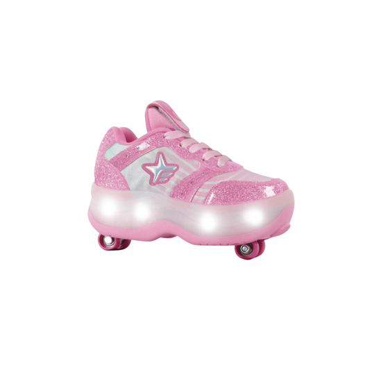 Zapatillas Patines Con Luz 2 Roll Cool Rosa Footy