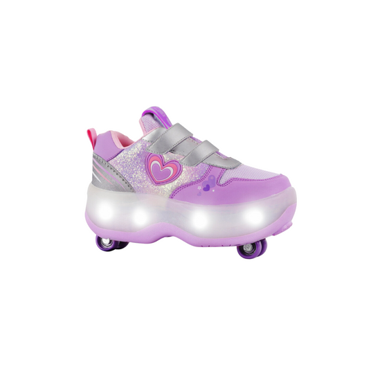 Zapatillas Patines Con Luz 2 Roll Love Lila Footy