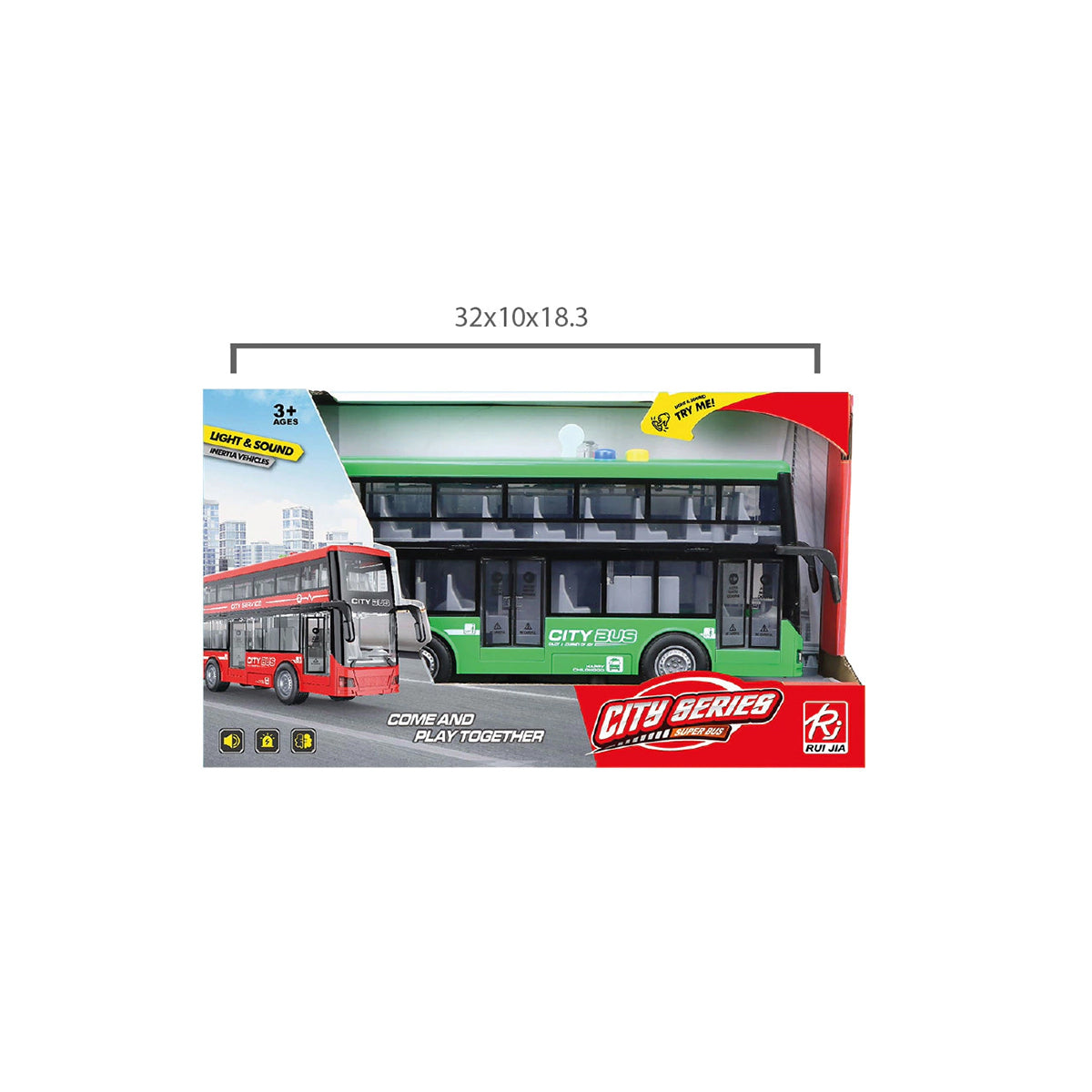 Colectivo De Dos Pisos A Fricción City Series Con Luz Y Sonido