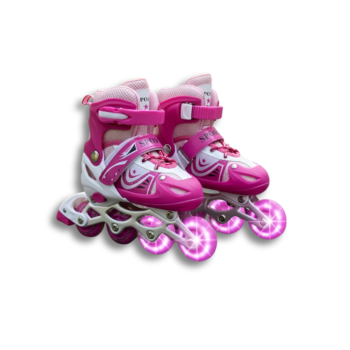 Set de Patín Ajustable Rosa Talle 35 al 38 con Bolso