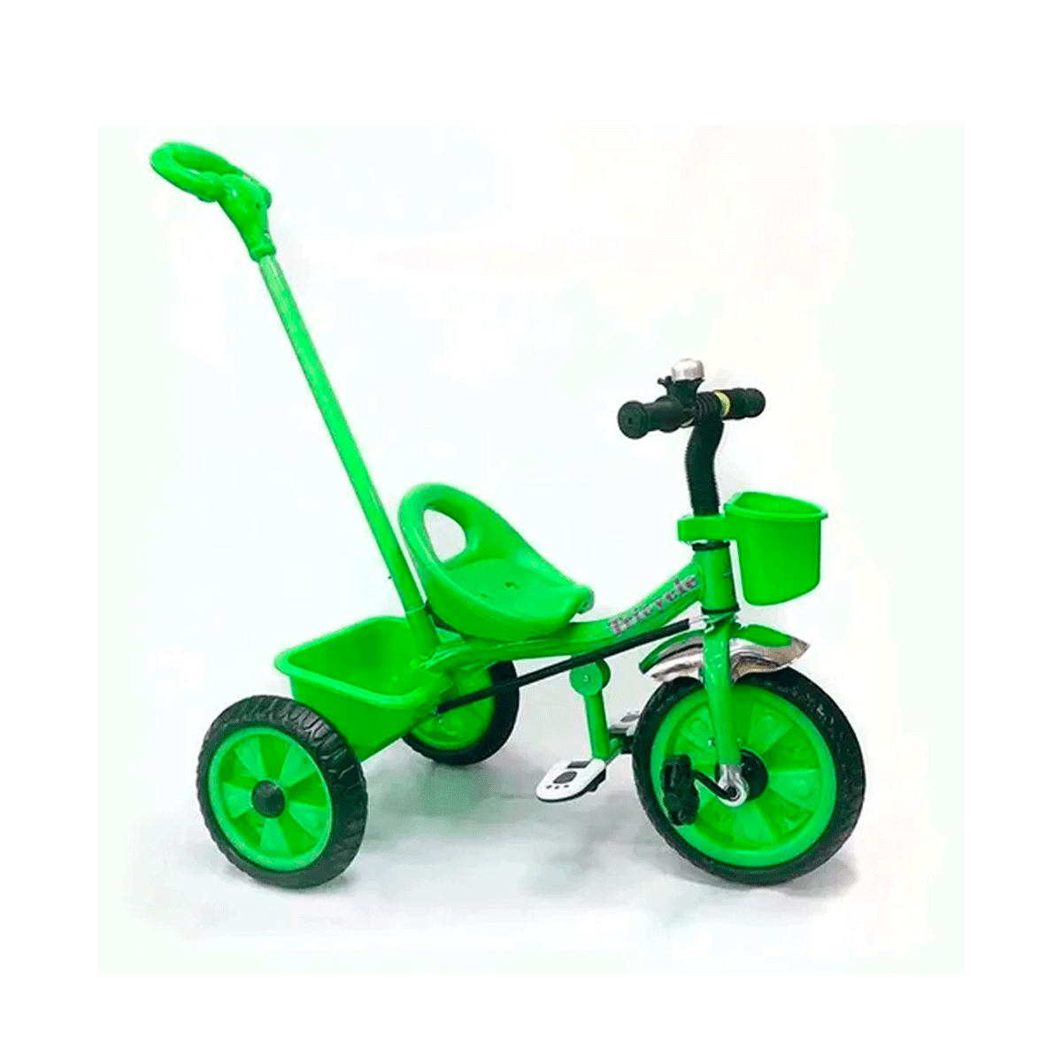Triciclo con Barra de Empuje Verde