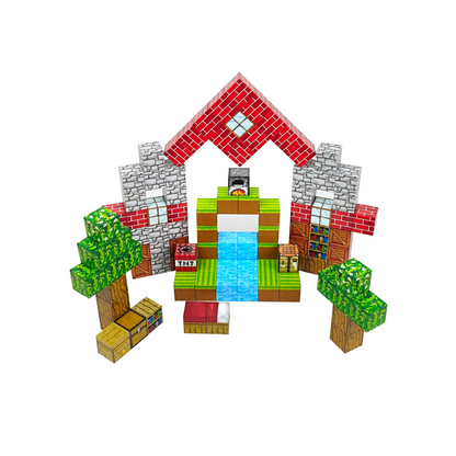 Bloques Magnéticos Para Armar 100 Piezas Estilo Minecraft Mini Park