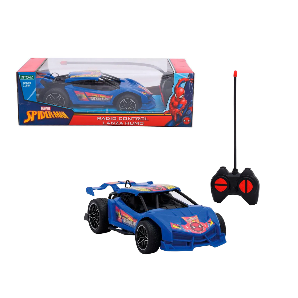 Auto Spiderman a Radio Control Lanza Humo Ditoys