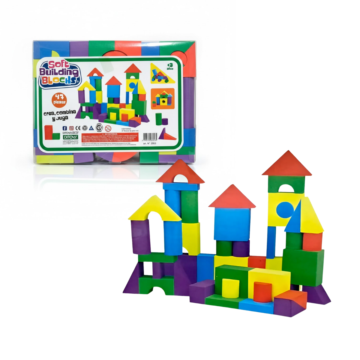 Soft Building Blocks Ditoys – Bloques Blandos Goma Eva 47 Piezas