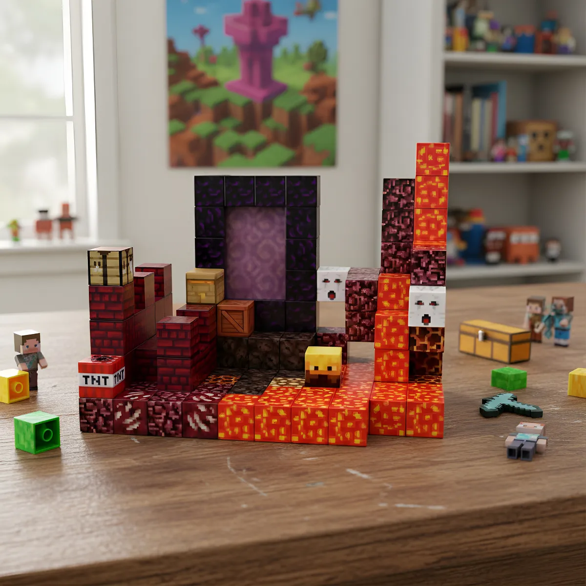 Set de Cubos Magnéticos Minecraft Nether T110 132 Piezas