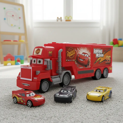 Camión Mack Cars Deluxe con 3 Autos a Fricción