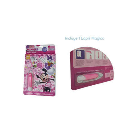 Libro Colorear Pinta Fácil Agua Wow Mágico Minnie y Sus Amigas Tapimovil