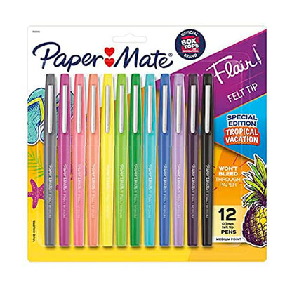 Marcadores Paper Mate Flair Clasico Por 12 Unidades Surtido