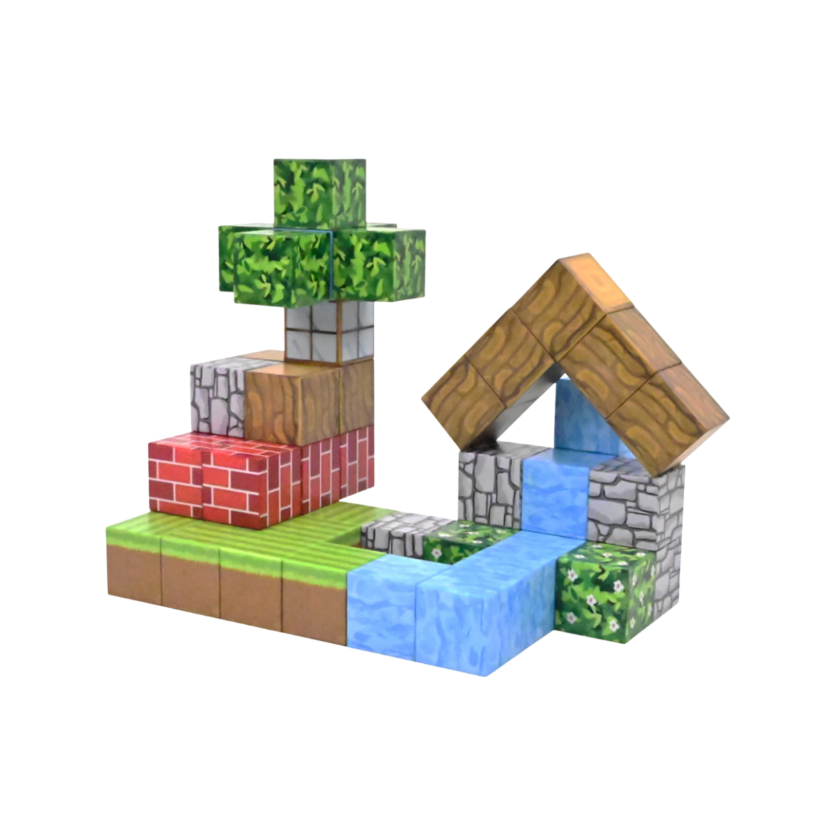 Cubos Magnéticos Minecraft Cabaña Junto Al Rio 48 Piezas Z019
