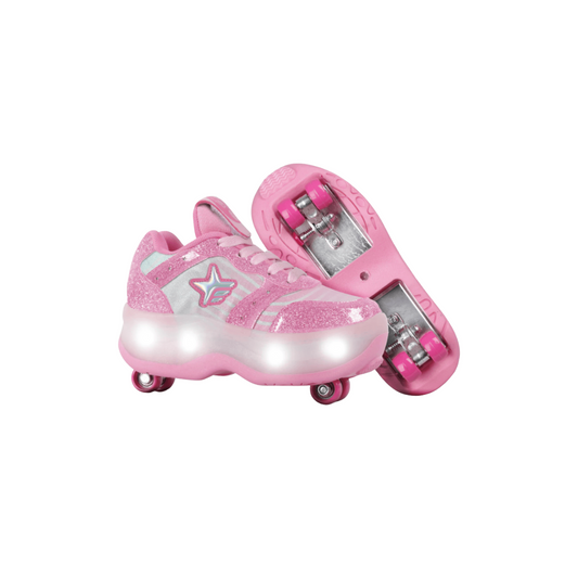 Zapatillas Patines Con Luz 2 Roll Cool Rosa Footy
