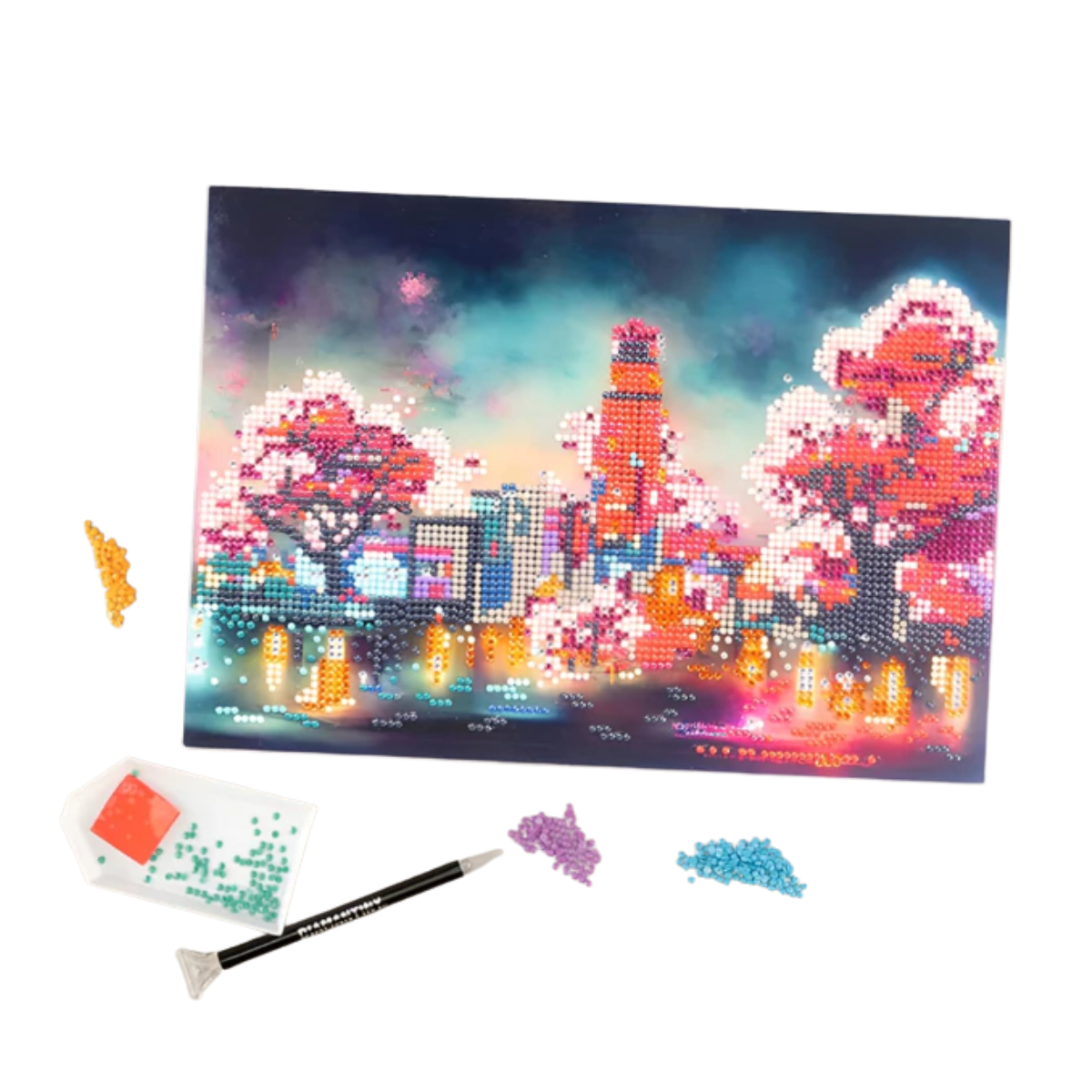 Set De Arte Diamantiny Con Gemas Modelo Paisaje Árboles