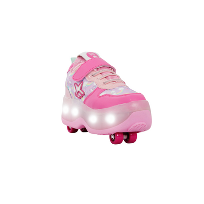 Zapatillas Patines Con Luz 2 Roll Rainbow Fucsia Footy