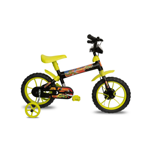 Bicicleta Infantil Amarillo y Negro de Montaña Rodado 12 con Rueditas
