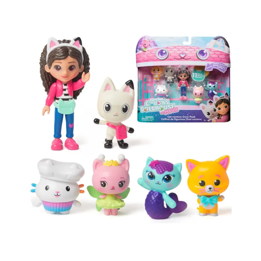 Gabby’s Dollhouse Cat-Venture Crew Pack - Set de 6 Figuras y 5 Accesorios (11 Piezas)